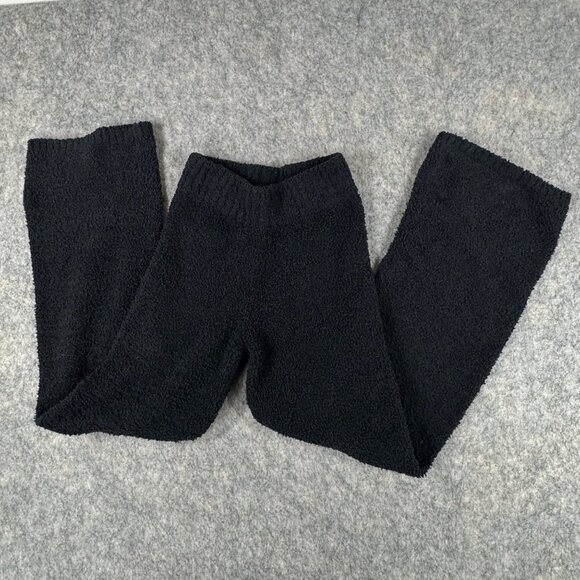 SKIMS Fuzzy Teddy Black Wide Leg Lounge Pants Size XXS/XS Stretch - Picture 9 of 12